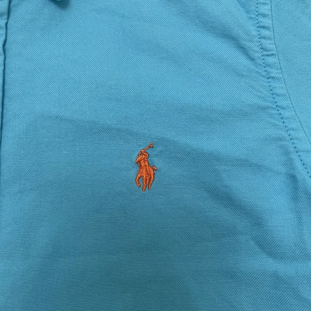Ralph Lauren Boys 4/4T Turquoise Blue 100% Cotton Long Sleeve Button Down Shirt